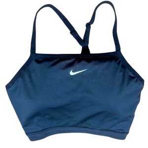Women’s NIKE Dri Fit High Neck Sports Bra in Black Size XL White Swoosh